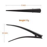 Large Long Alligator Hair Clips for Styling Salon Sectioning, 5 Inch Rust-Proof Durable Non-Slip Duckbill Metal Clips for Women Thick and Thin Hair (6 Pack) Black