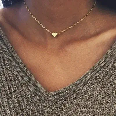 Elevate Your Style with Our Double Layer Heart Pendant Necklace - Gold Color Bohemia Choker for Women