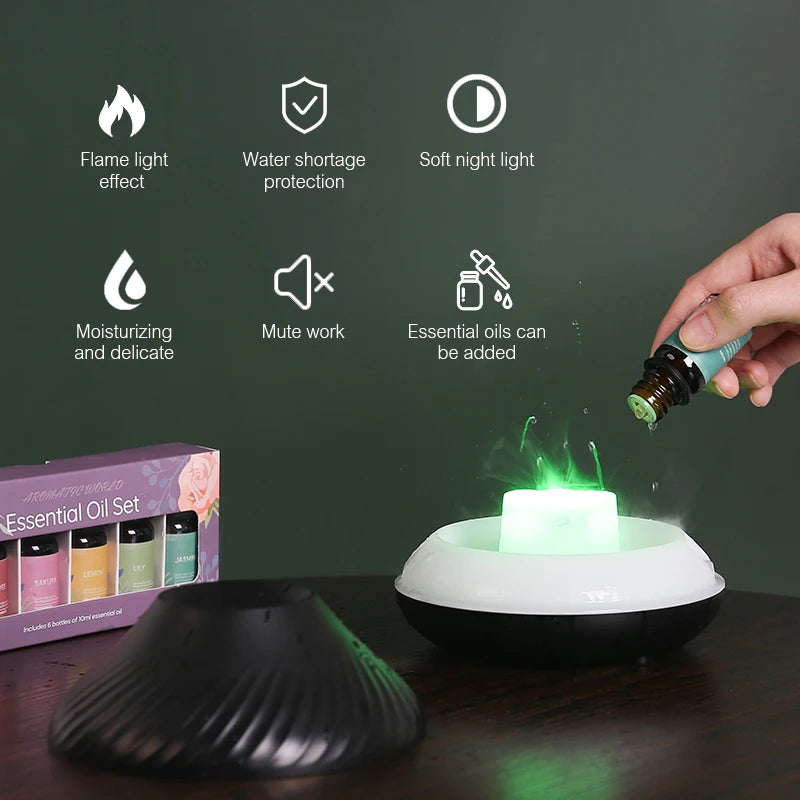 Kinscoter 130Ml Portable Ultrasonic Aroma Diffuser with Color Flame Night Light - Perfect for Home Relaxation