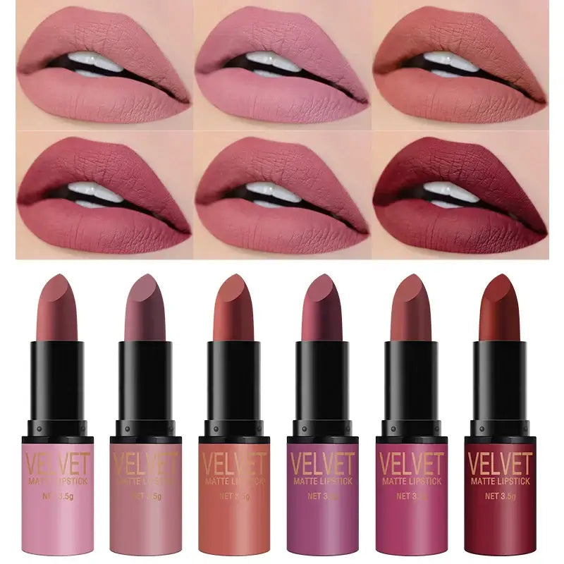 Elevate Your Look with Our 6-Color Matte Lipstick Set - Waterproof & Long-Lasting, Perfect for Any Occasion!