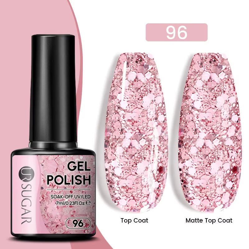 Gold Glitter Gel Nail Polish – Champagne Sparkle UV Semi-Permanent 7ml