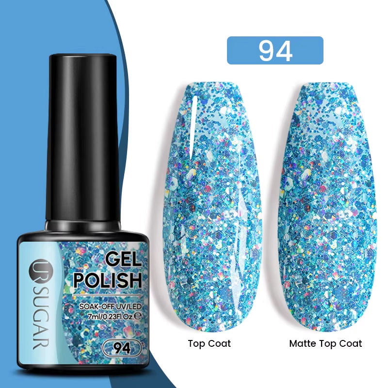 Gold Glitter Gel Nail Polish – Champagne Sparkle UV Semi-Permanent 7ml