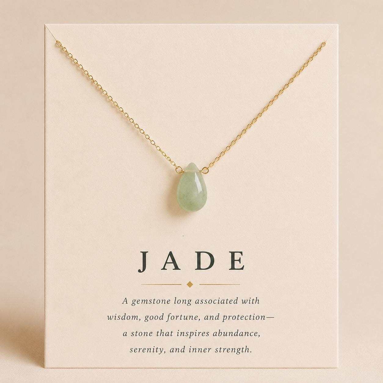 Jade Teardrop Necklace, Green Jade Necklace, Gold Filled or Sterling Silver Necklace, Encouragement Gift for Her, Minimalist Jade Jewelry