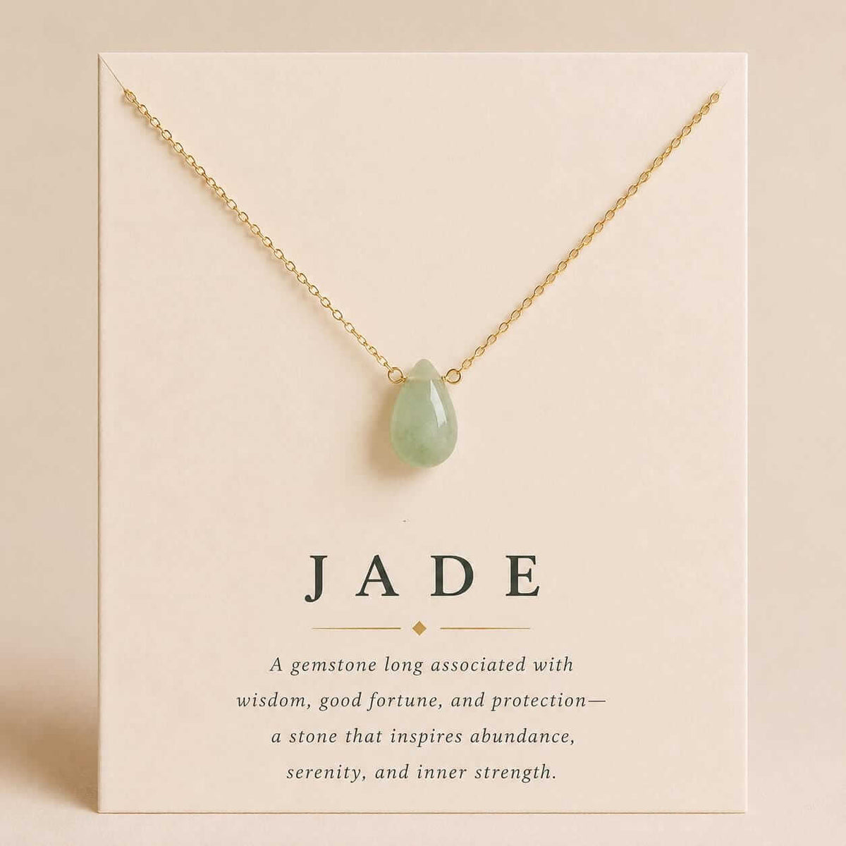 Jade Teardrop Necklace, Green Jade Necklace, Gold Filled or Sterling Silver Necklace, Encouragement Gift for Her, Minimalist Jade Jewelry