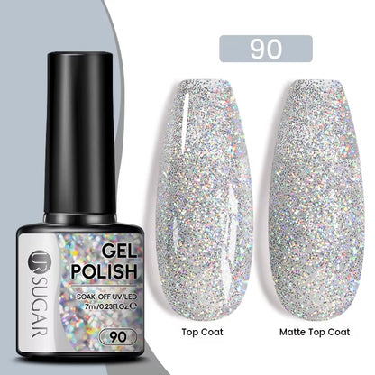 Gold Glitter Gel Nail Polish – Champagne Sparkle UV Semi-Permanent 7ml