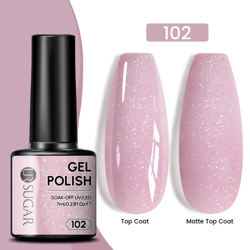 Gold Glitter Gel Nail Polish – Champagne Sparkle UV Semi-Permanent 7ml
