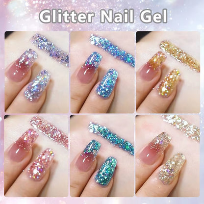 Gold Glitter Gel Nail Polish – Champagne Sparkle UV Semi-Permanent 7ml