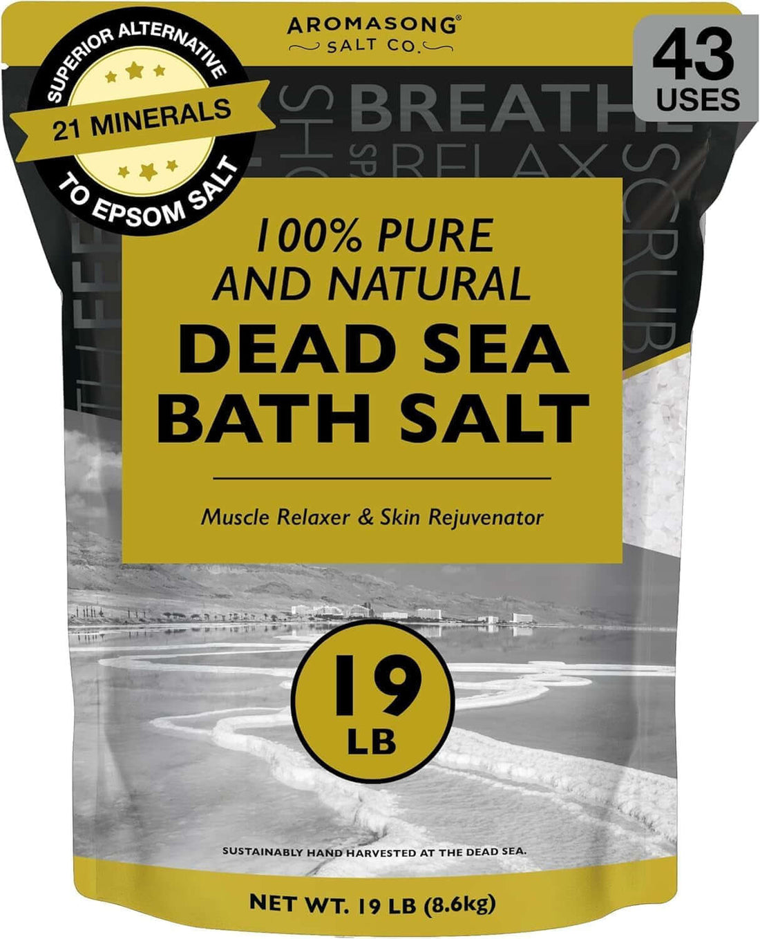Dead Sea Salt Bath Soak 19 lbs Fine Grain for Relaxation &amp; Skin Care