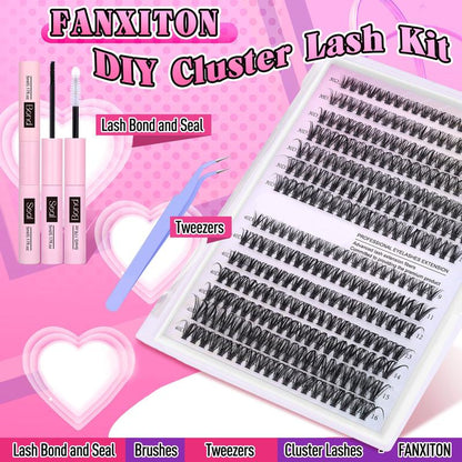 9-16mm DIY Lash Extension Kit: 280pcs Lash Clusters [Bond &amp; Seal, Tweezers]