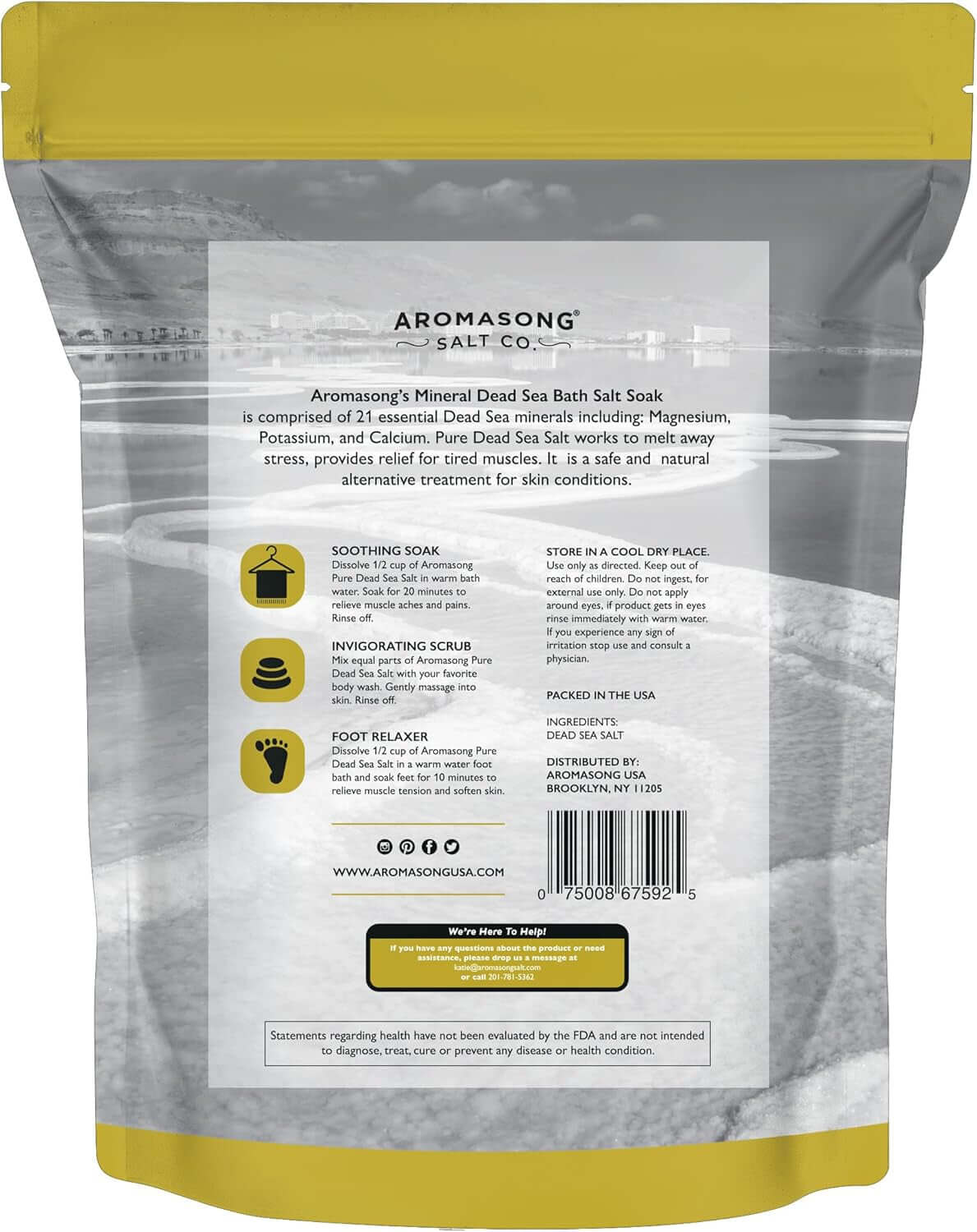 Dead Sea Salt Bath Soak 19 lbs Fine Grain for Relaxation &amp; Skin Care