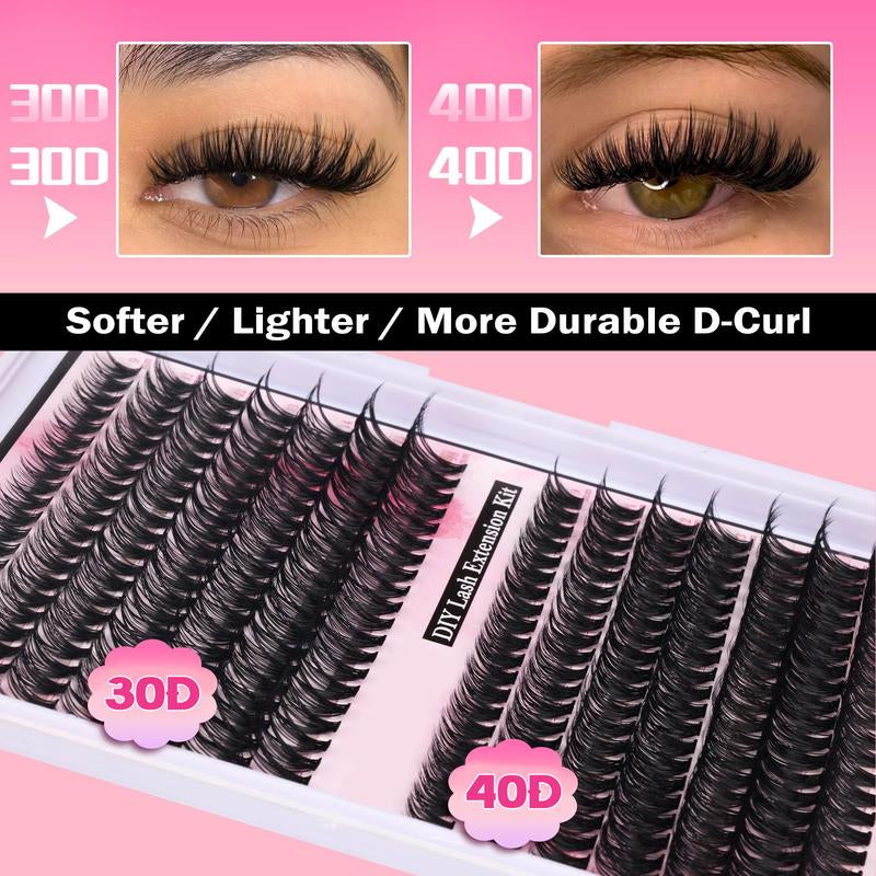 9-16mm DIY Lash Extension Kit: 280pcs Lash Clusters [Bond &amp; Seal, Tweezers]