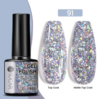 Gold Glitter Gel Nail Polish – Champagne Sparkle UV Semi-Permanent 7ml