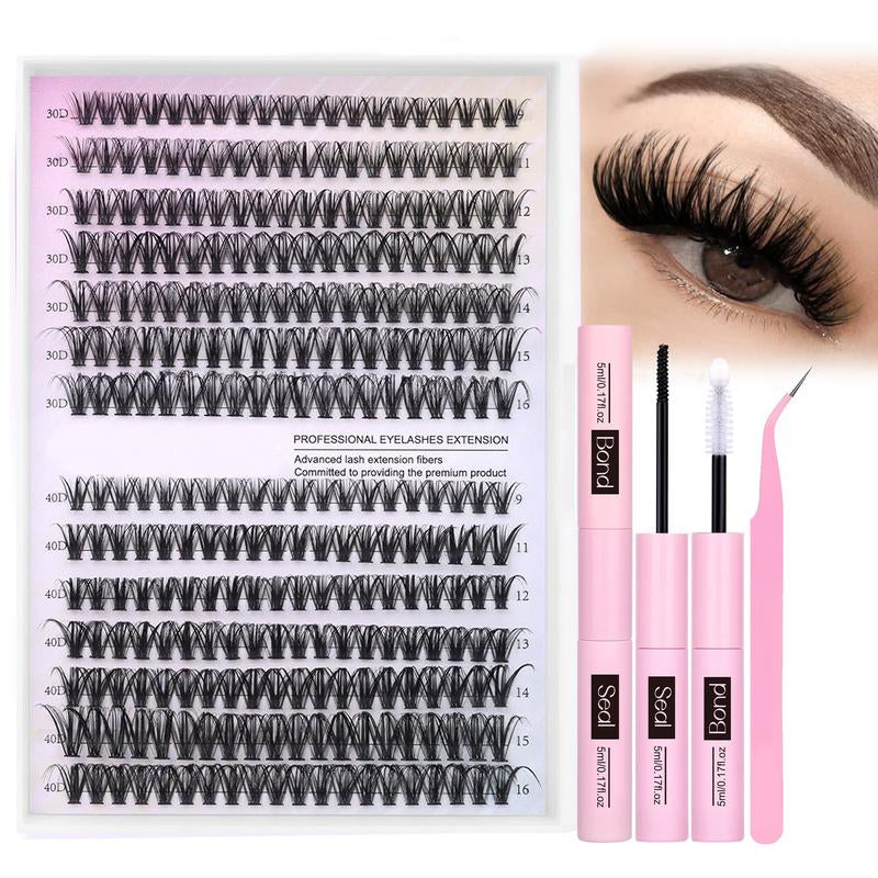 9-16mm DIY Lash Extension Kit: 280pcs Lash Clusters [Bond &amp; Seal, Tweezers]
