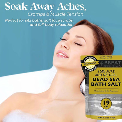 Dead Sea Salt Bath Soak 19 lbs Fine Grain for Relaxation &amp; Skin Care