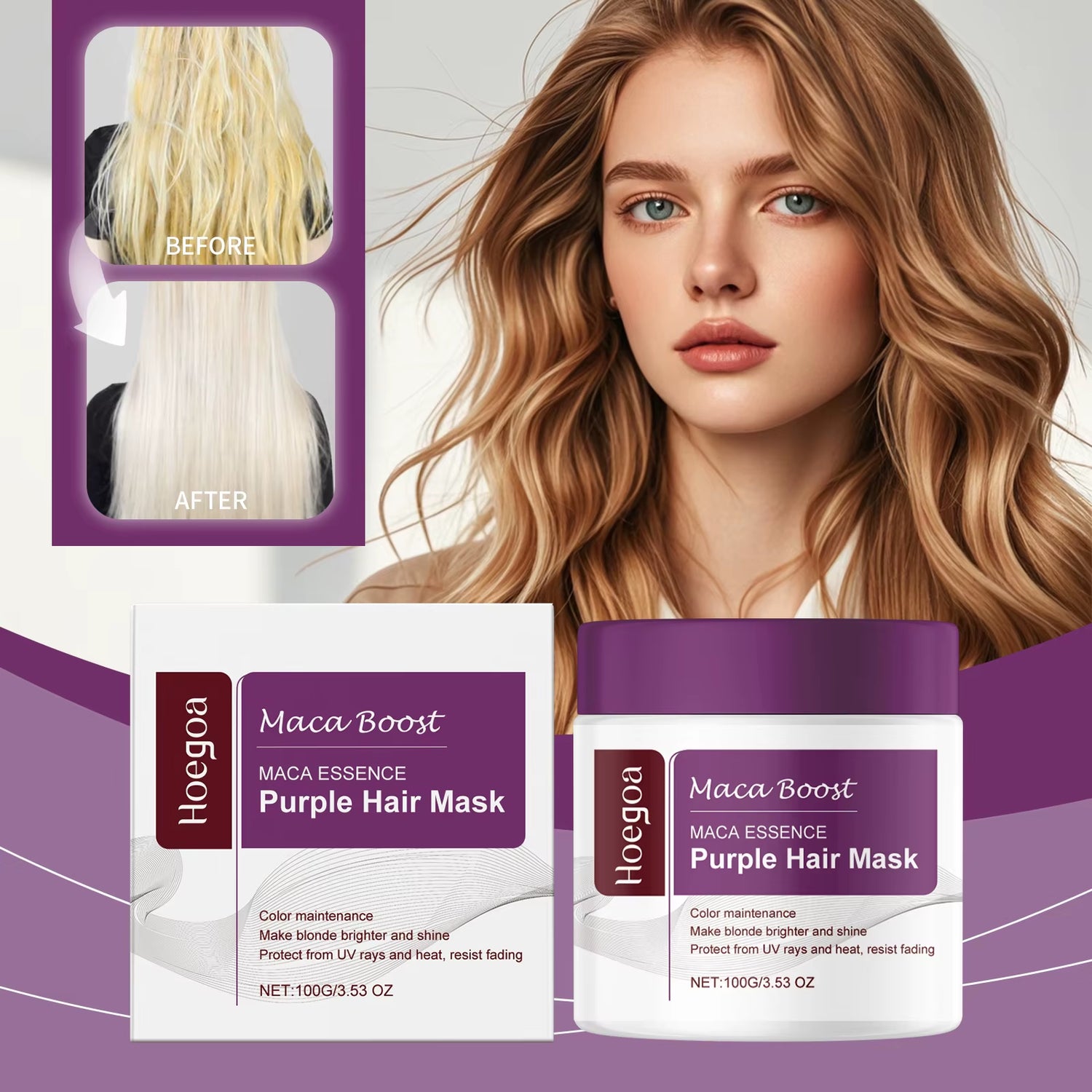 Magical Purple Hair Mask – Professional Toning Treatment for Blonde, Silver, Gray &amp; Highlighted Hair to Eliminate Brass and Yellow Tones