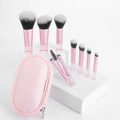 10-Piece Mini Makeup Brush Set for Enhanced Beauty Application at Home and On-the-Go