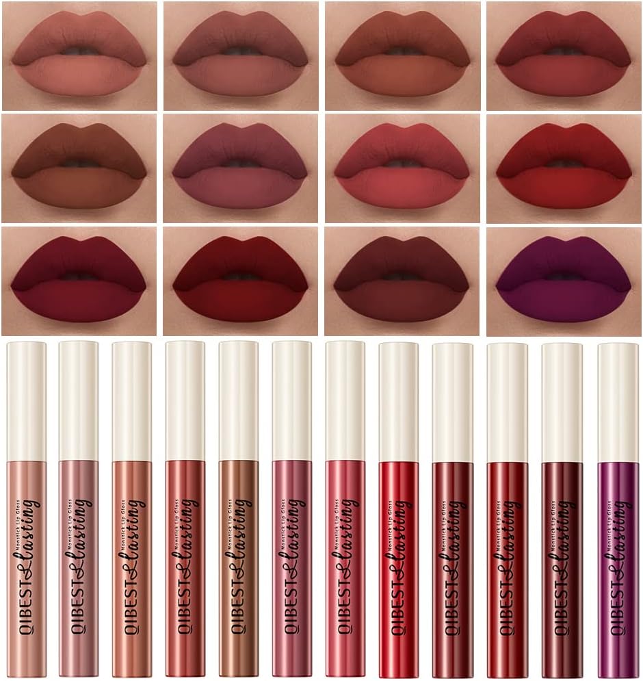 Ultimate 12-Piece Matte Liquid Lipstick Set - 24-Hour Waterproof &amp; Long-Lasting Lip Color for Women &amp; Girls - Perfect Gift for Any Occasion!