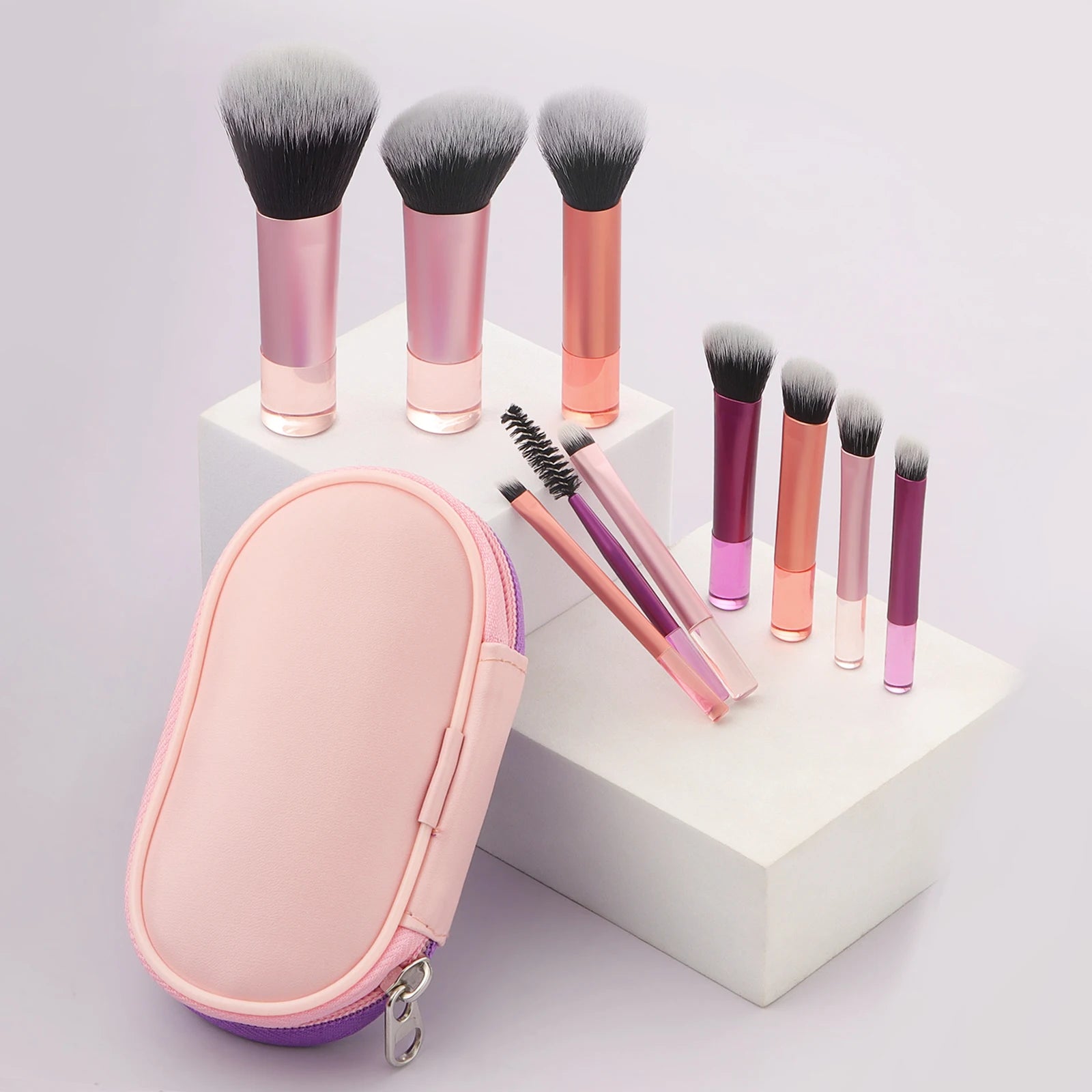 10-Piece Mini Makeup Brush Set for Enhanced Beauty Application at Home and On-the-Go