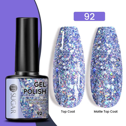Gold Glitter Gel Nail Polish – Champagne Sparkle UV Semi-Permanent 7ml