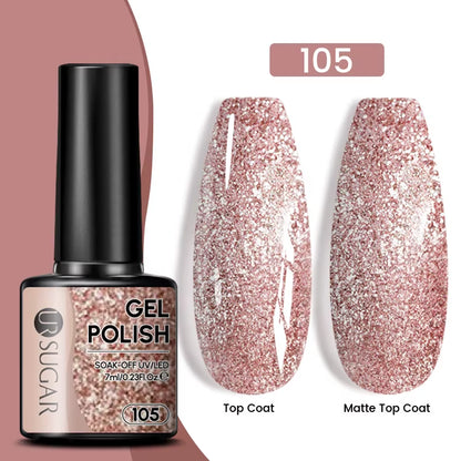 Gold Glitter Gel Nail Polish – Champagne Sparkle UV Semi-Permanent 7ml