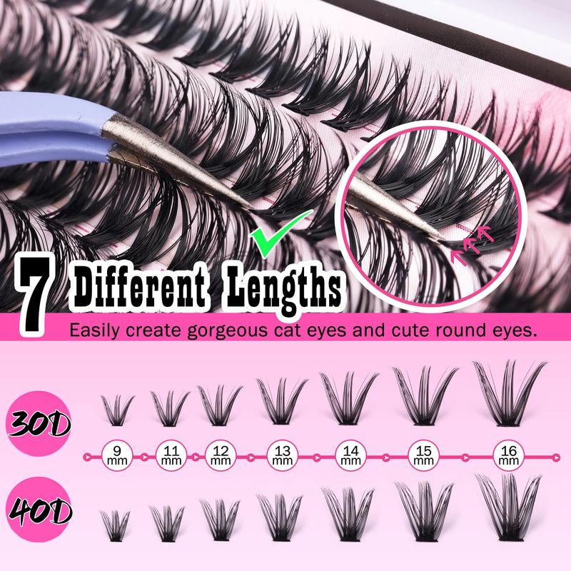 9-16mm DIY Lash Extension Kit: 280pcs Lash Clusters [Bond &amp; Seal, Tweezers]