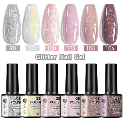 Gold Glitter Gel Nail Polish – Champagne Sparkle UV Semi-Permanent 7ml