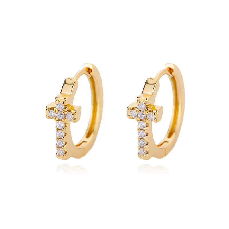 Gold Stainless Steel Round Hoop Earrings for Women