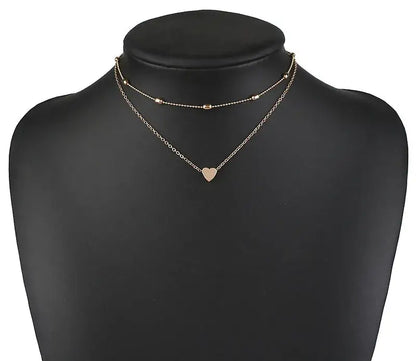 Elevate Your Style with Our Double Layer Heart Pendant Necklace - Gold Color Bohemia Choker for Women