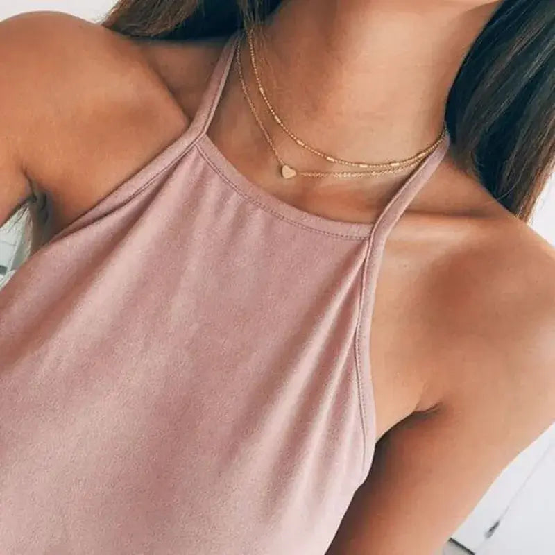 Elevate Your Style with Our Double Layer Heart Pendant Necklace - Gold Color Bohemia Choker for Women