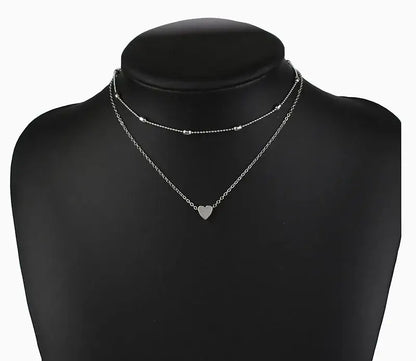 Elevate Your Style with Our Double Layer Heart Pendant Necklace - Gold Color Bohemia Choker for Women