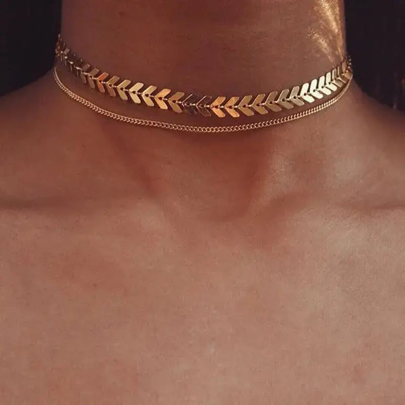 Elevate Your Style with Our Double Layer Heart Pendant Necklace - Gold Color Bohemia Choker for Women