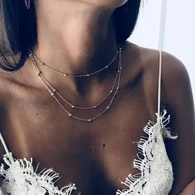 Elevate Your Style with Our Double Layer Heart Pendant Necklace - Gold Color Bohemia Choker for Women