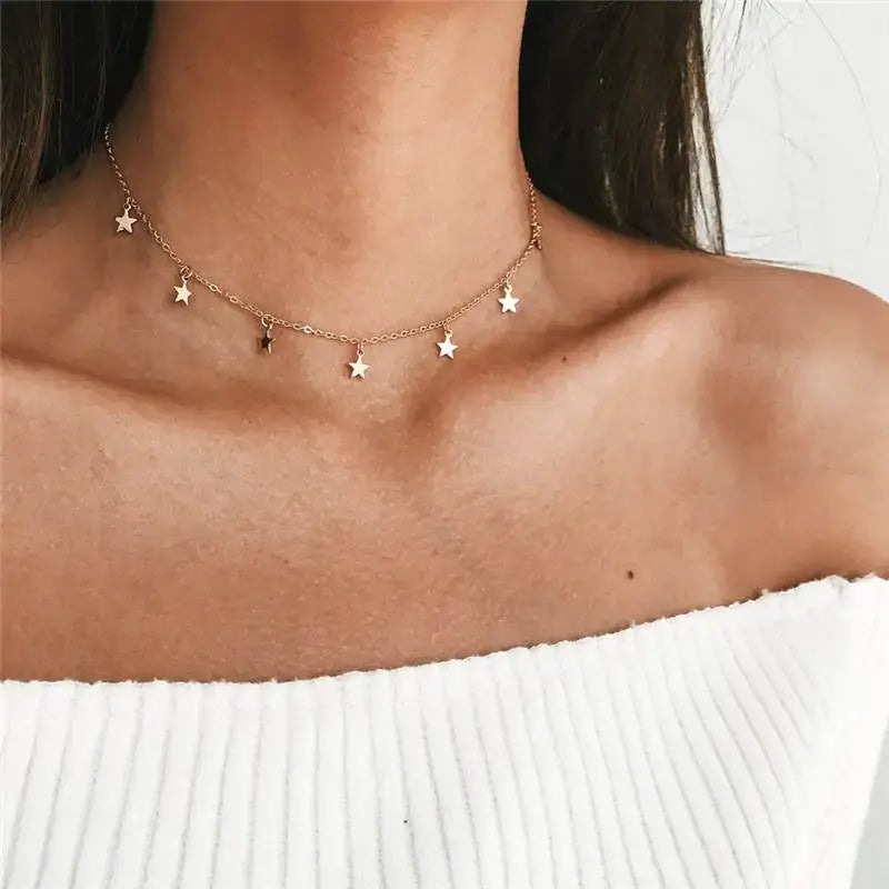 Elevate Your Style with Our Double Layer Heart Pendant Necklace - Gold Color Bohemia Choker for Women