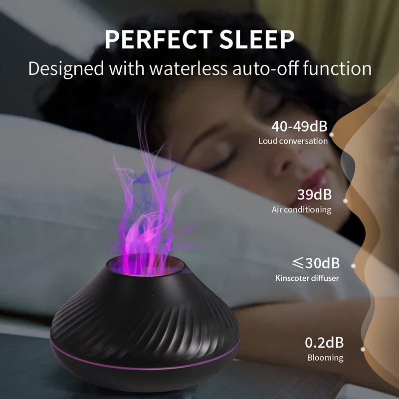 Kinscoter 130Ml Portable Ultrasonic Aroma Diffuser with Color Flame Night Light - Perfect for Home Relaxation