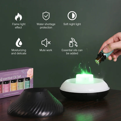 Kinscoter 130Ml Portable Ultrasonic Aroma Diffuser with Color Flame Night Light - Perfect for Home Relaxation
