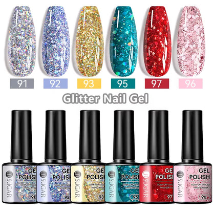 Gold Glitter Gel Nail Polish – Champagne Sparkle UV Semi-Permanent 7ml
