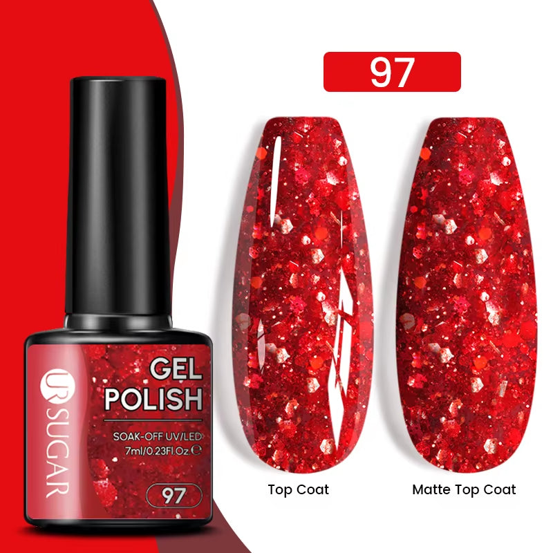 Gold Glitter Gel Nail Polish – Champagne Sparkle UV Semi-Permanent 7ml