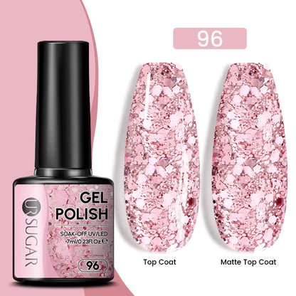 Gold Glitter Gel Nail Polish – Champagne Sparkle UV Semi-Permanent 7ml