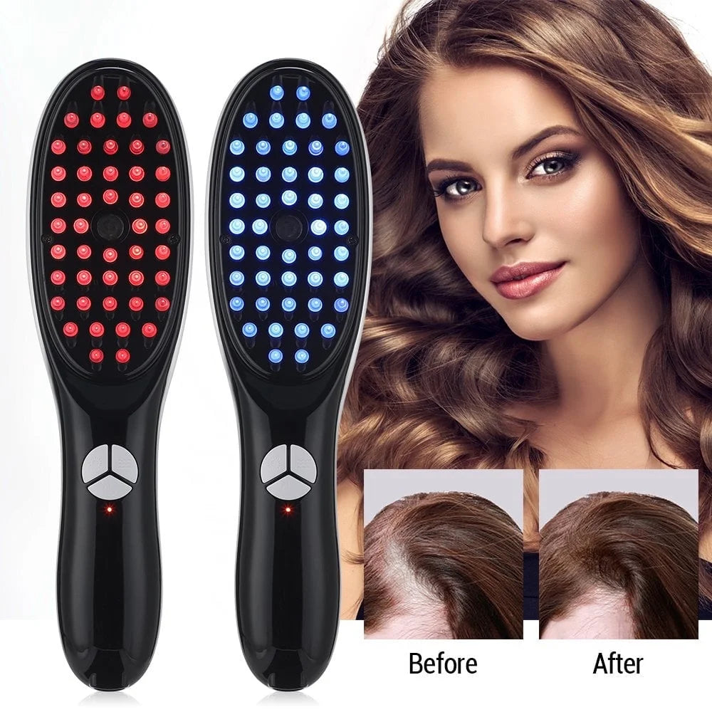 Electric Scalp Massager Comb with Red &amp; Blue Light for Hair 