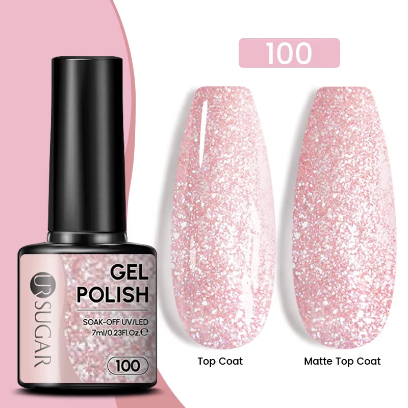 Gold Glitter Gel Nail Polish – Champagne Sparkle UV Semi-Permanent 7ml