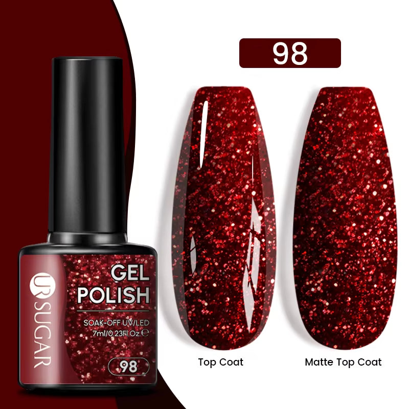 Gold Glitter Gel Nail Polish – Champagne Sparkle UV Semi-Permanent 7ml