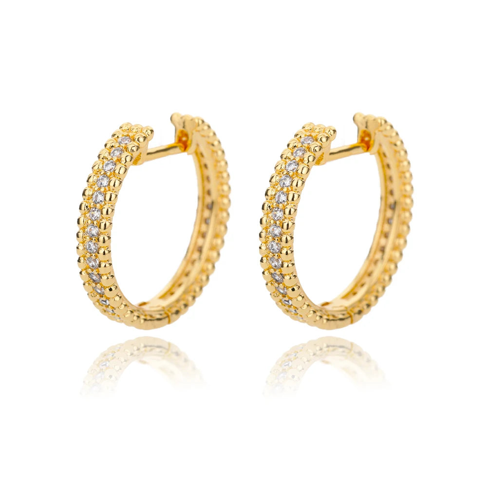 Gold Stainless Steel Round Hoop Earrings for Women
