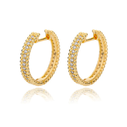 Gold Stainless Steel Round Hoop Earrings for Women