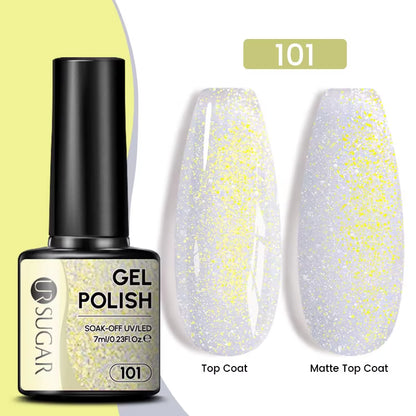 Gold Glitter Gel Nail Polish – Champagne Sparkle UV Semi-Permanent 7ml