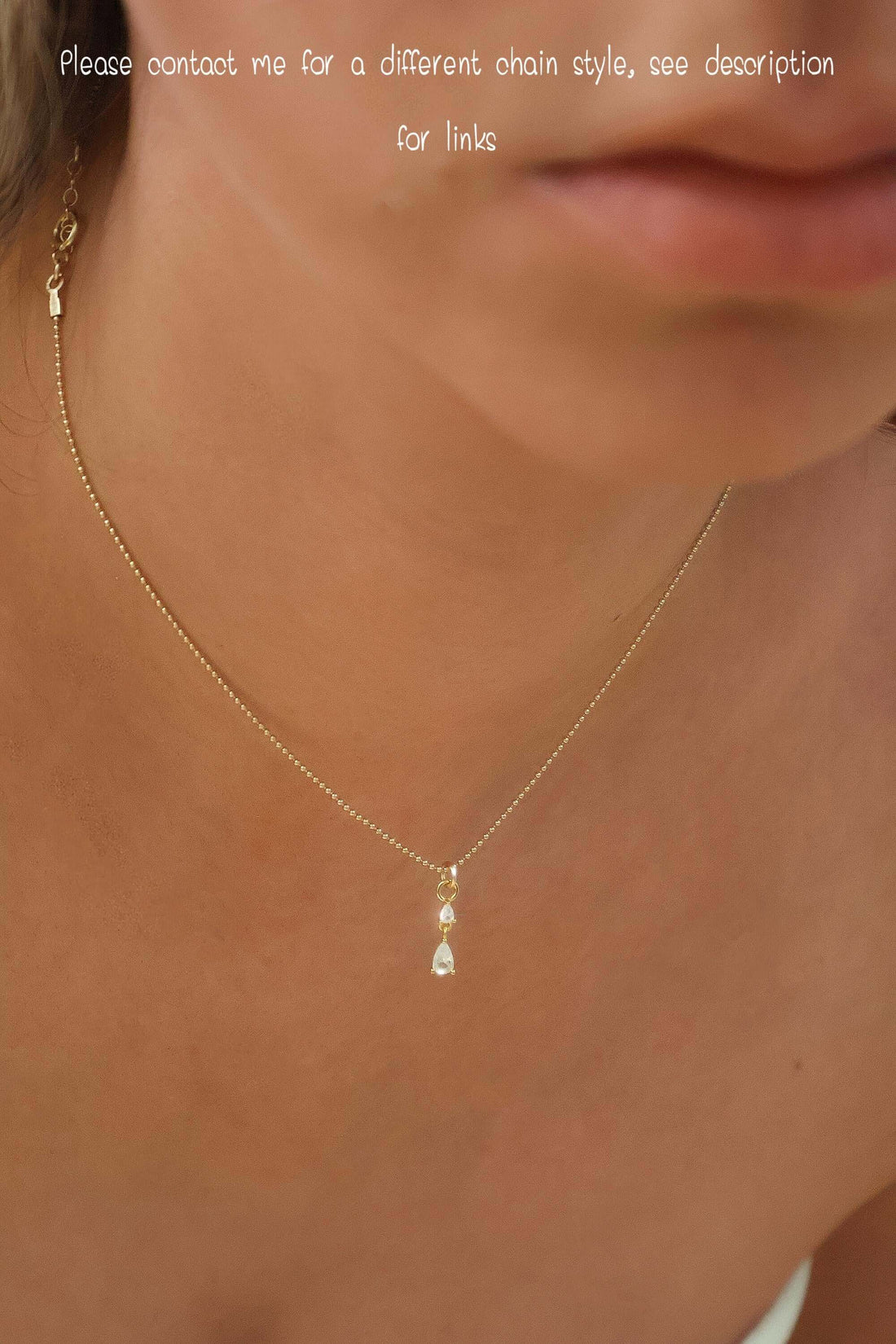 14K Gold Filled Teardrop Necklace · Minimalist Dainty Pendant · Marquise Necklace · Waterproof · Graduation Gift · Weddign