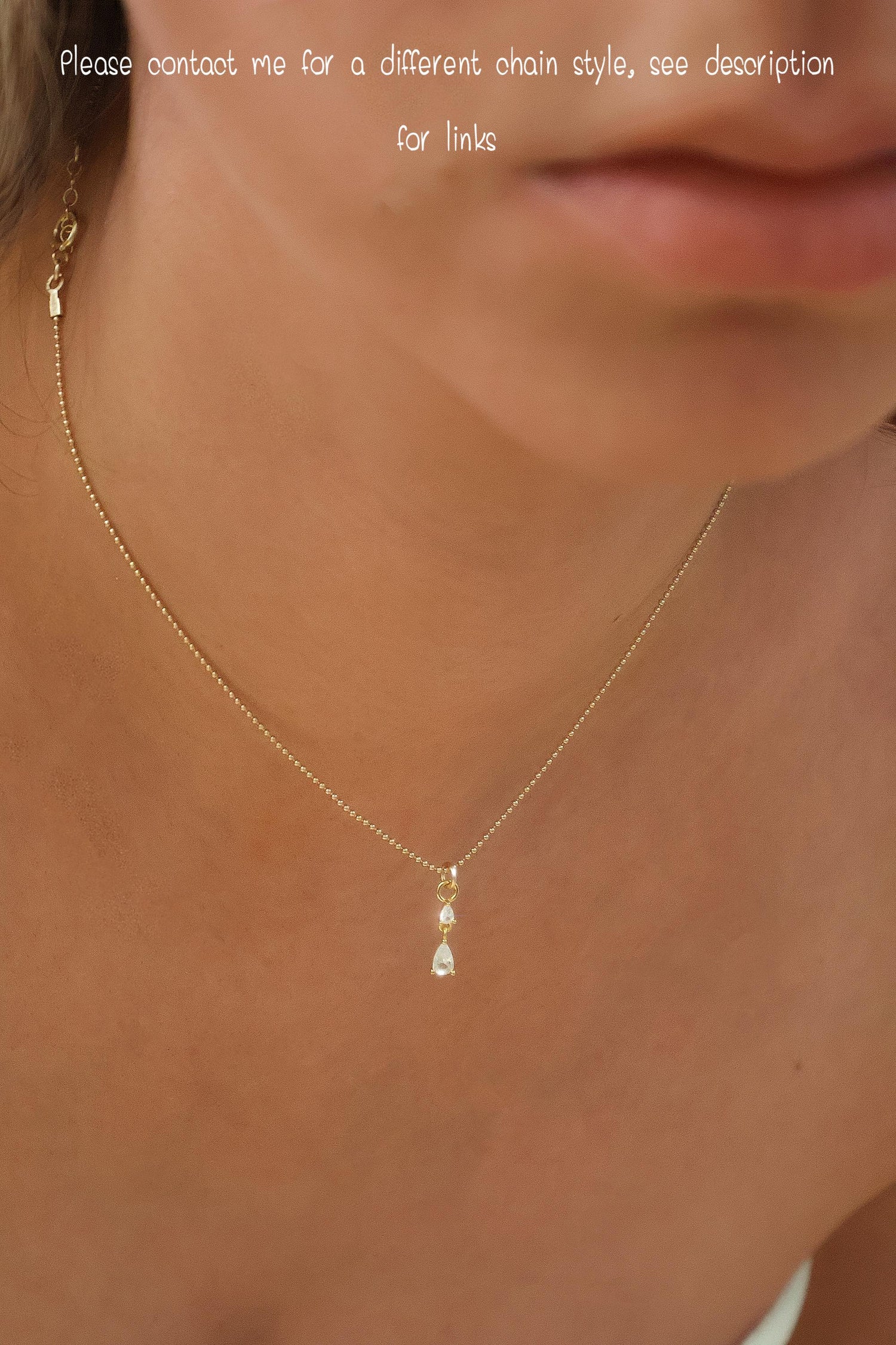 14K Gold Filled Teardrop Necklace · Minimalist Dainty Pendant · Marquise Necklace · Waterproof · Graduation Gift · Weddign