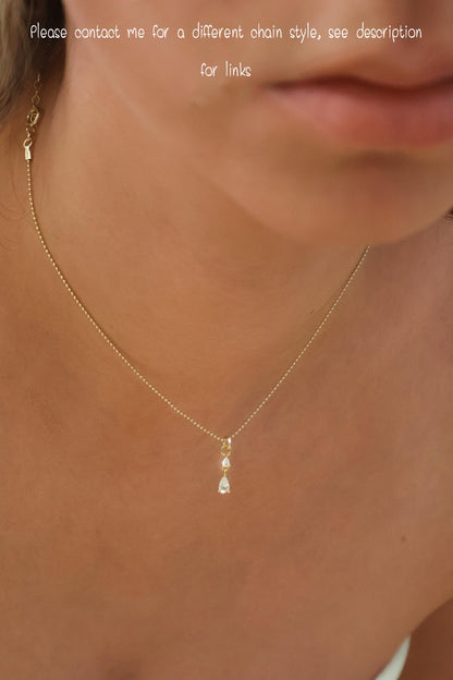 14K Gold Filled Teardrop Necklace · Minimalist Dainty Pendant · Marquise Necklace · Waterproof · Graduation Gift · Weddign