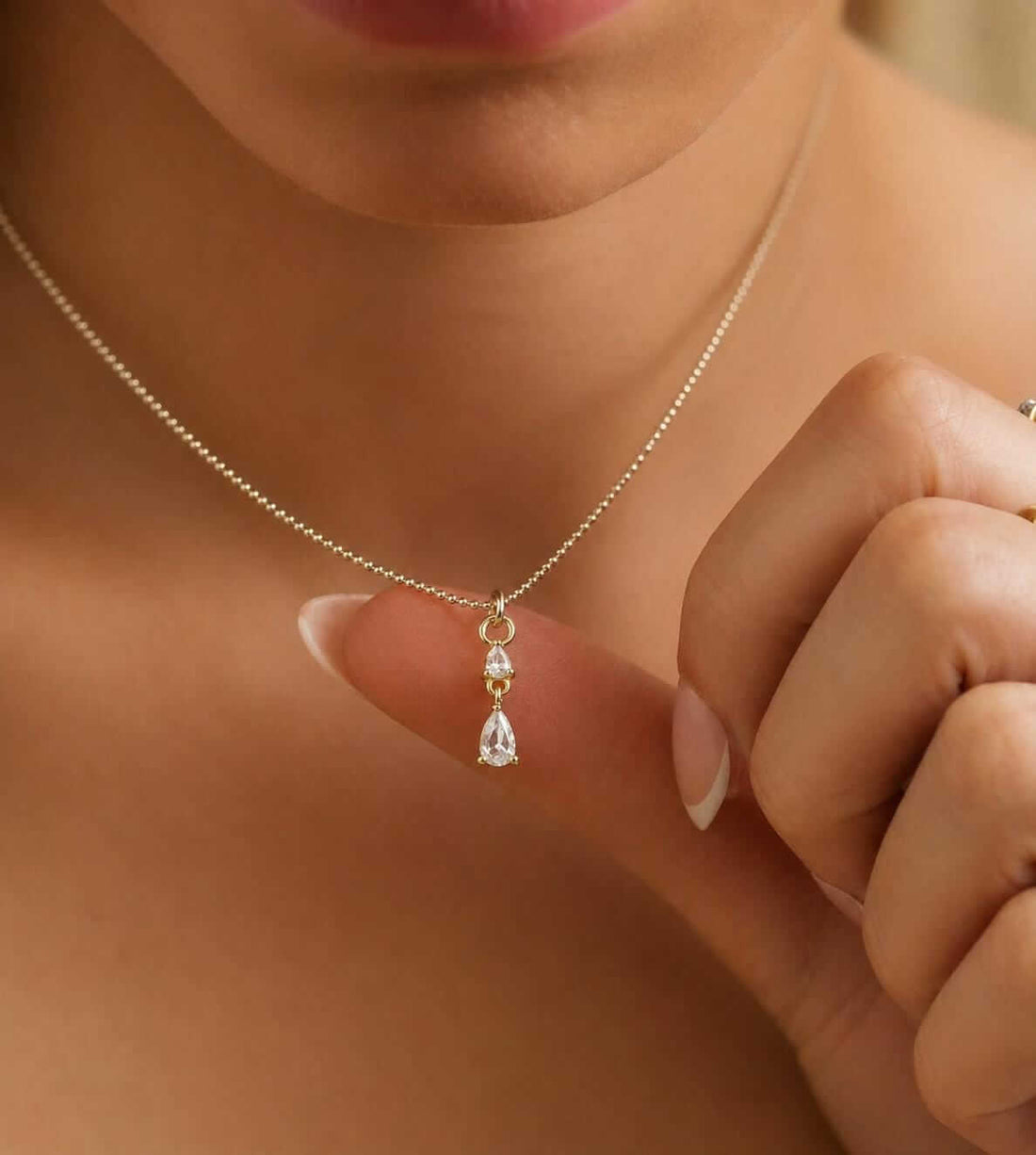 14K Gold Filled Teardrop Necklace · Minimalist Dainty Pendant · Marquise Necklace · Waterproof · Graduation Gift · Weddign