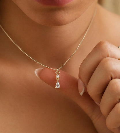 14K Gold Filled Teardrop Necklace · Minimalist Dainty Pendant · Marquise Necklace · Waterproof · Graduation Gift · Weddign